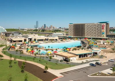 The OKANA resort with the OKC skyline in the background